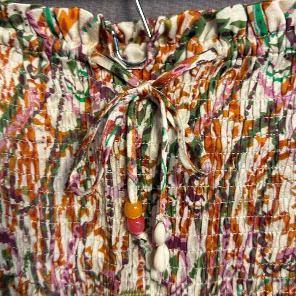 Zara Shorts XS Multicolor Paisley Smocked Ruffle Boho‎ Festival Summer High Rise